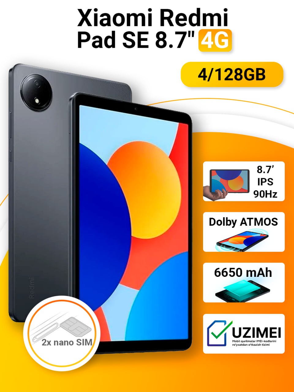 Planshet Xiaomi Redmi Pad SE 8.7 4/128 GB, kulrang