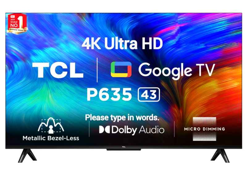 Televizor TCL 43P635 Smart 4K, qora