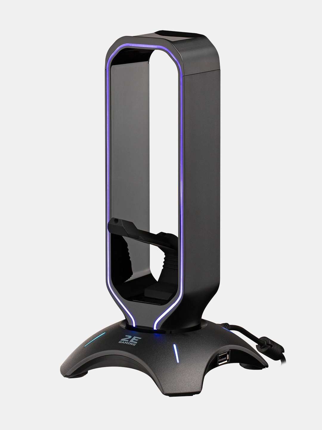 Podstavka 3v1 dlya igrovix naushnikov (plastikovaya) 2E GAMING Headset Stand 3in1 RGB USB Black