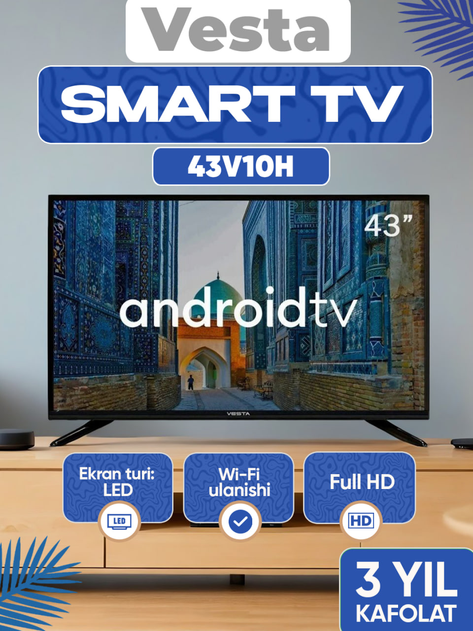 Televizor Vesta 43V10H Smart TV, qora