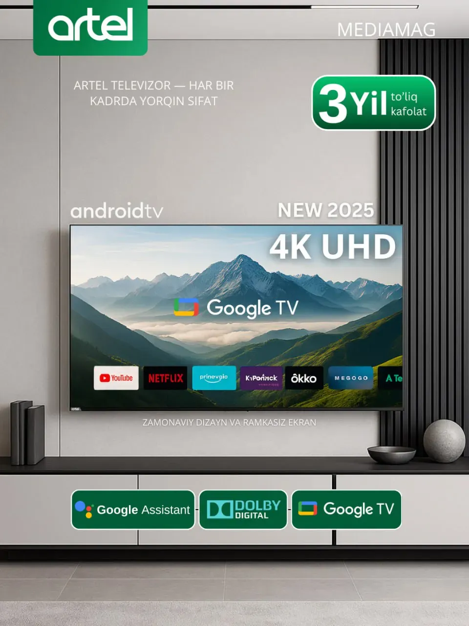 Televizor Artel 65PUCH010 Smart TV 65", qora
