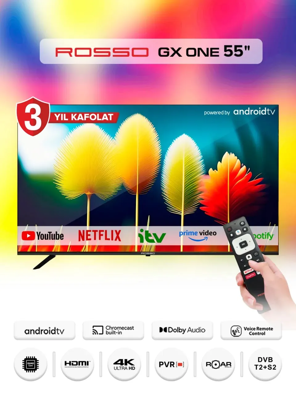 Televizor Rosso 55GX90W, qora