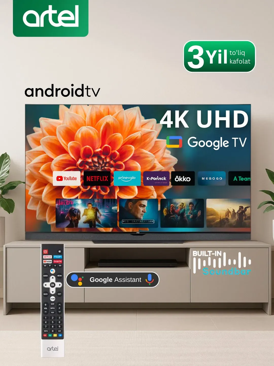 Televizor Artel 55AU20K Smart TV 4K, Temno kulrang