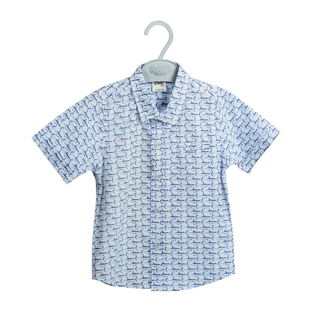 Рубашка Civil 0546 Baby Boy Printed Shirt белый/синий для мальчика