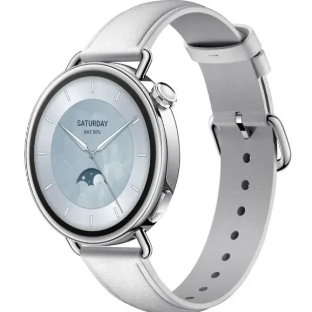 Xiaomi Watch S4 44 mm Leather Strap (White) aqlli soati