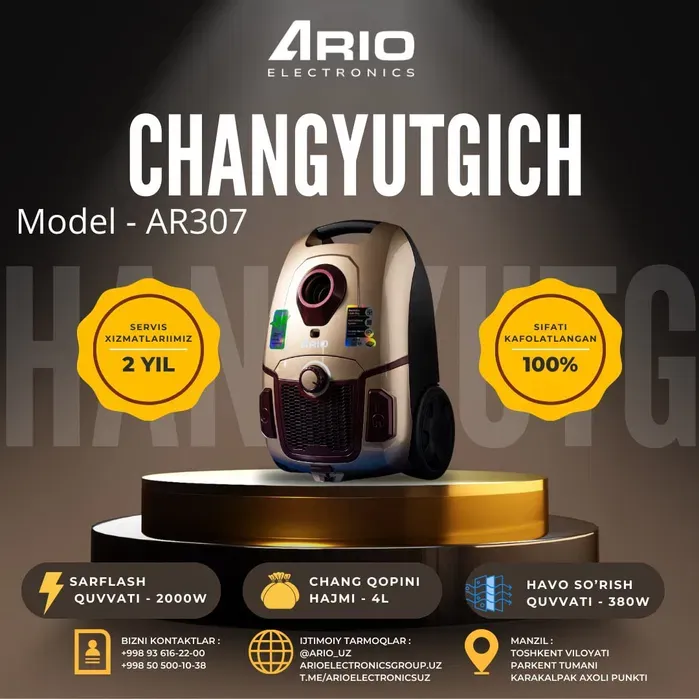 Пылесос ARIO AR307, cеро-синий