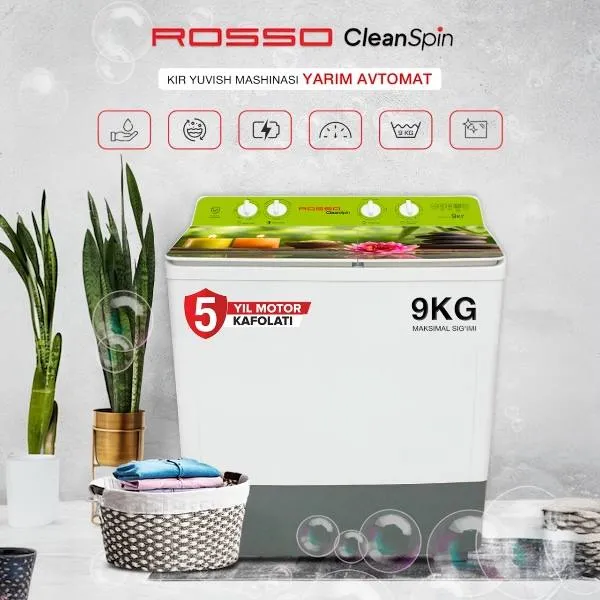 Стиральная машина Rosso R90WM 9 кг, белый
