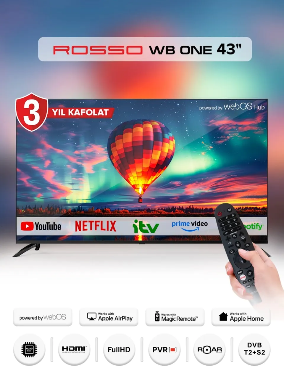 Телевизор Rosso 43 WEBOS ONE, Черный