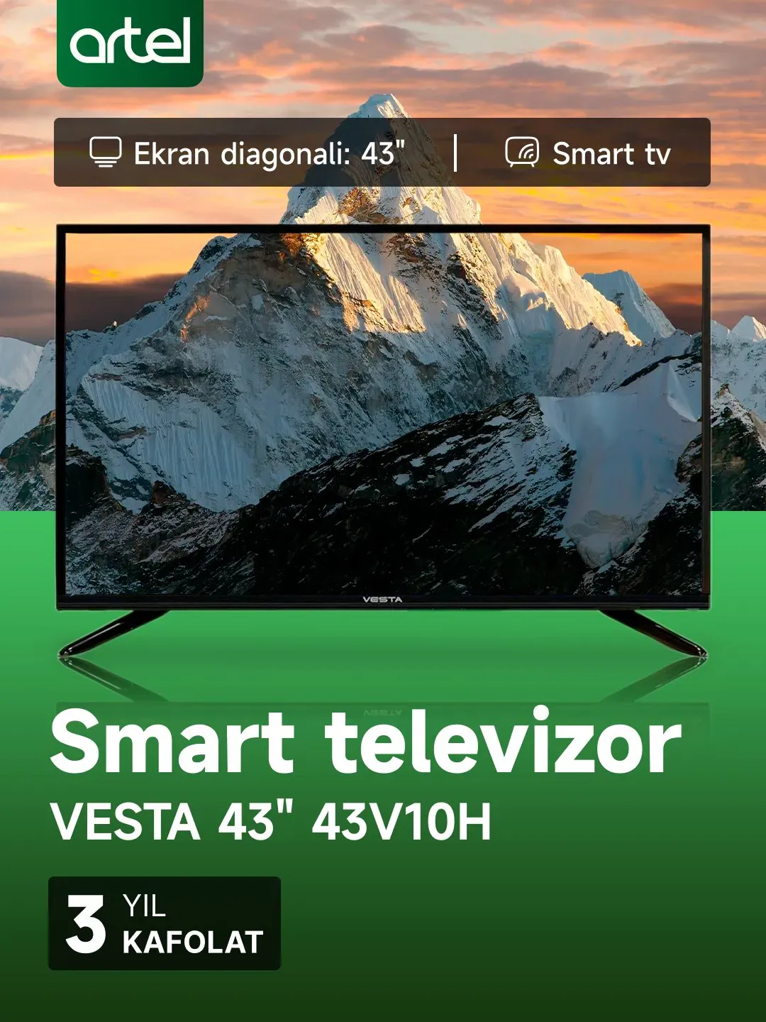 Televizor Vesta 43V10H Smart TV, qora