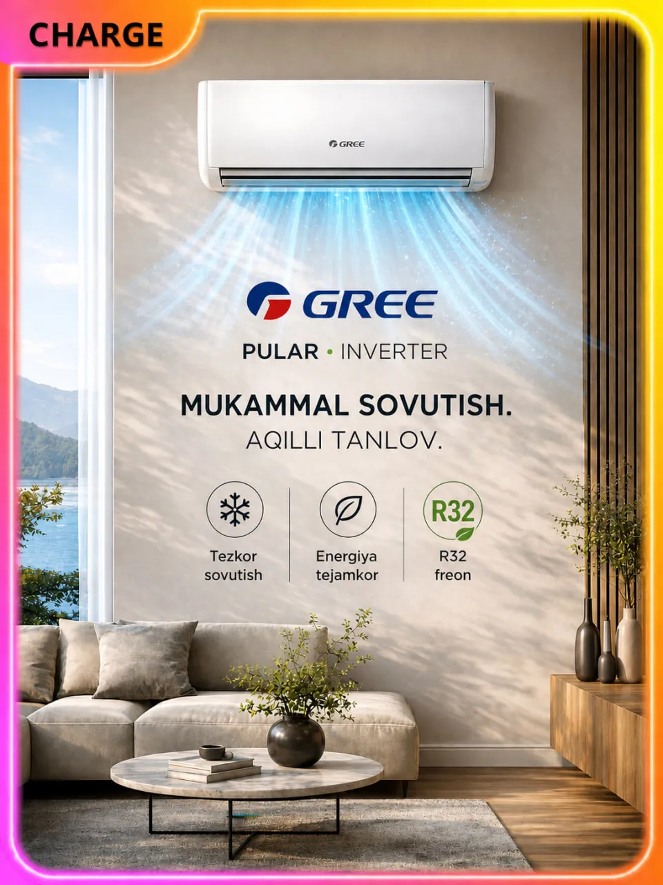 Кондиционер Gree Gree 18 Pular Inverter R32, белый
