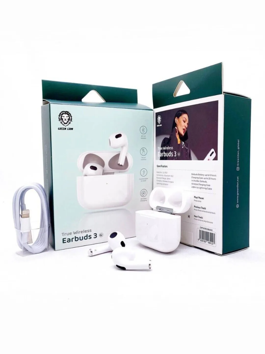 Наушники True Wireless Green Lion Earbuds 3 G1, белый