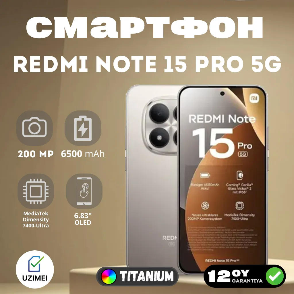 Smartfon Xiaomi Redmi Note 15 Pro 5G 8/256 GB, Titanium Color