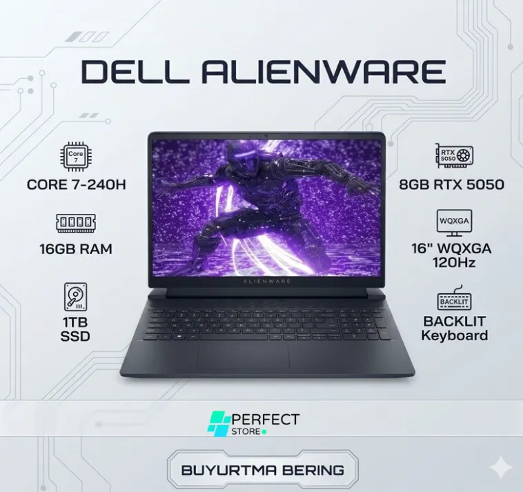 Ноутбук Dell Alienware 16 Aurora / 7 240H / 16 GB / SSD 1 TB / RTX 5050 / 16", Space Black