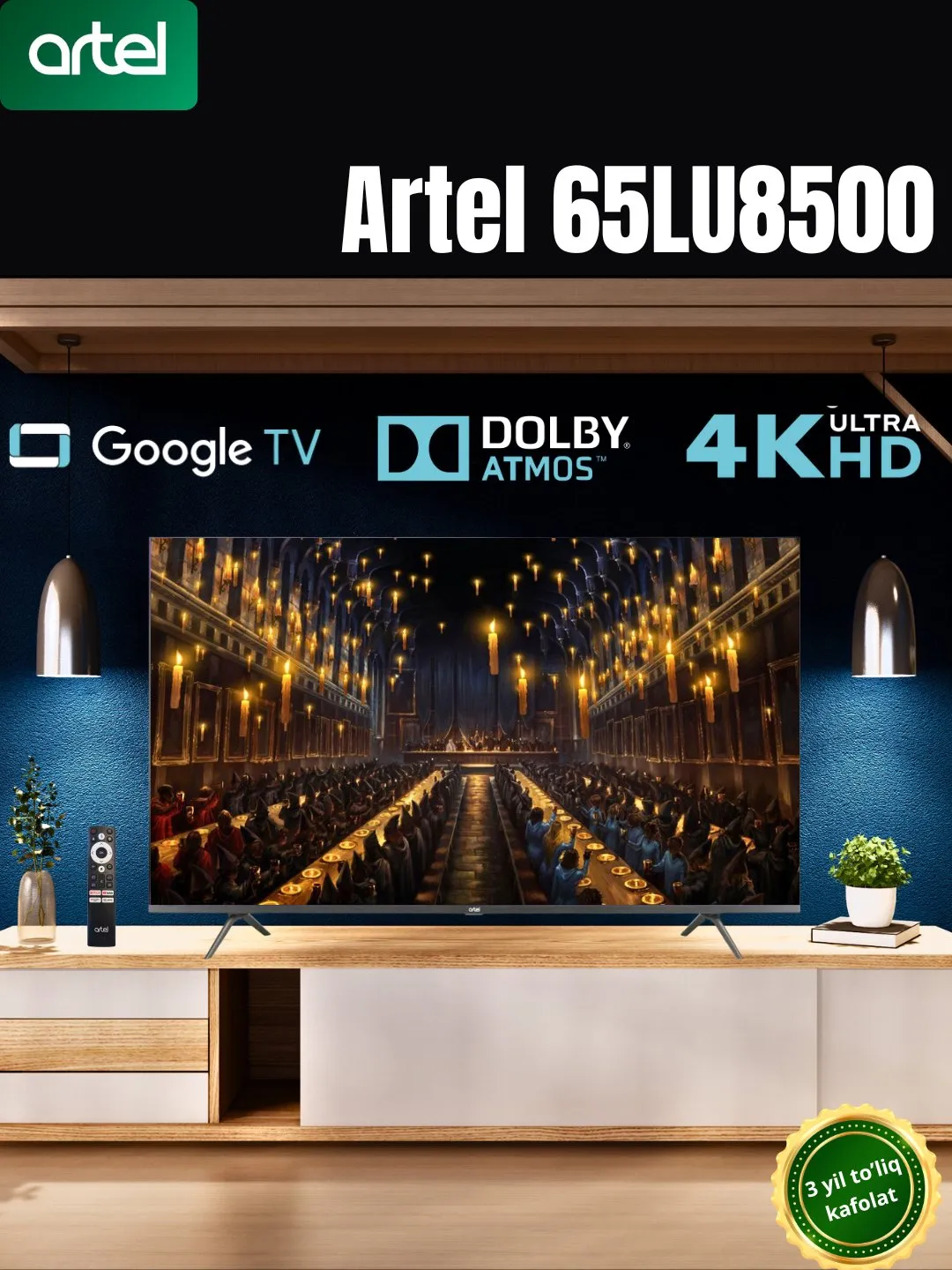 Televizor Artel 65LU8500 Smart TV 4K, temno-kulrang