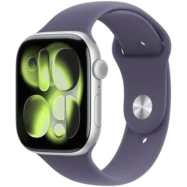 Aqlli soat Apple Watch Series 11 GPS 46 mm, Silver Aluminum Case, Purple Fog Sport Band - S/M (MEV94RK/A)