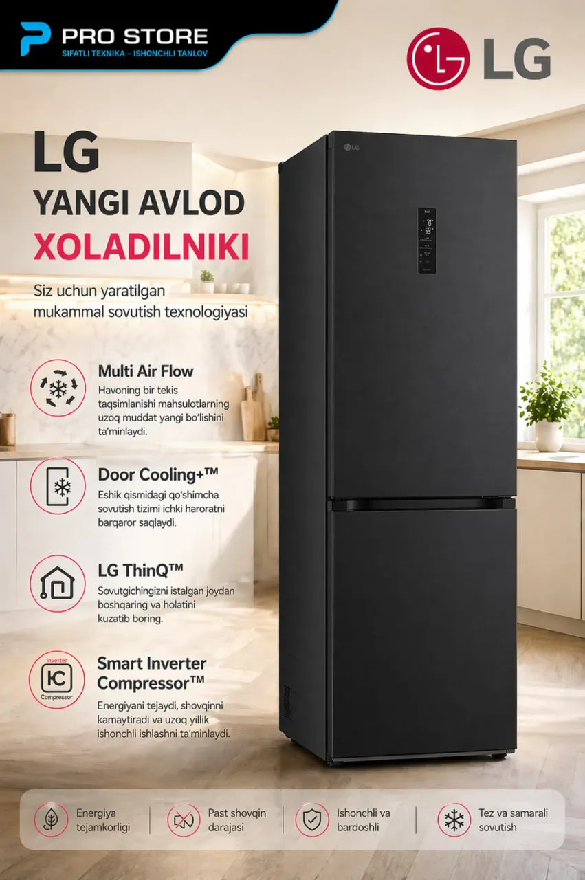 Muzlatgich LG GC-B459FTPW, qora