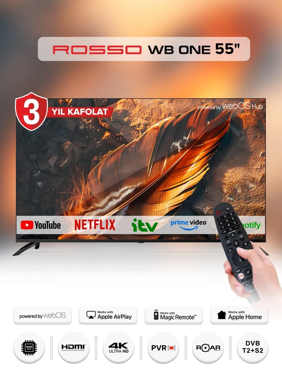 Телевизор Rosso 55 WEBOS ONE, Черный