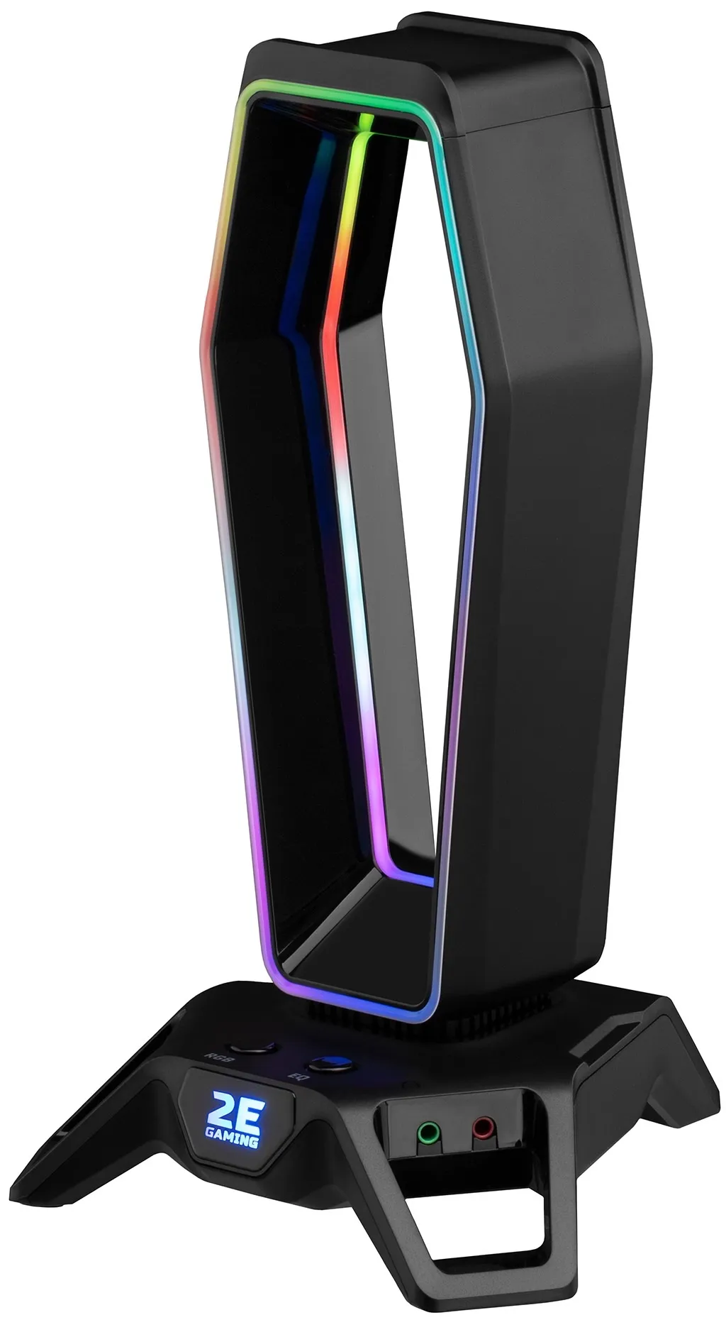Podstavka 3v1 dlya igrovix naushnikov (plastikovaya) 2E GAMING GST320 Headset Stand 3in1 RGB 7.1 USB Bl