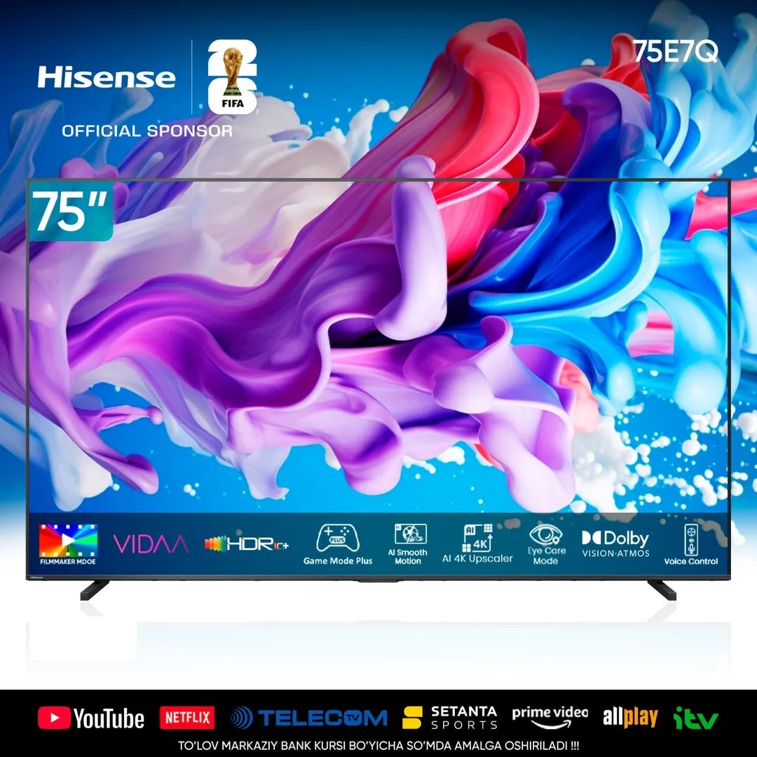 Телевизор Hisense 75E7Q, чёрный
