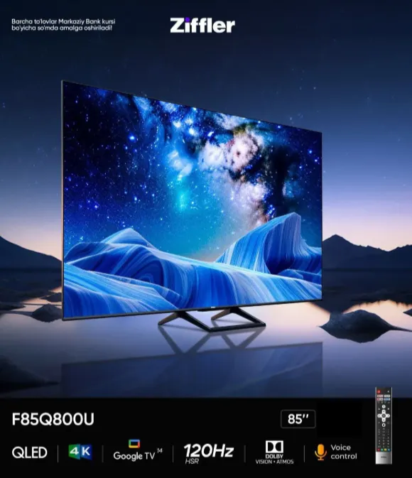 Телевизор Ziffler F85Q800U 85", Черный