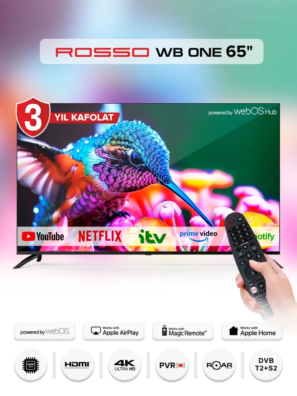 Телевизор Rosso 65 Webos one Smart, Черный