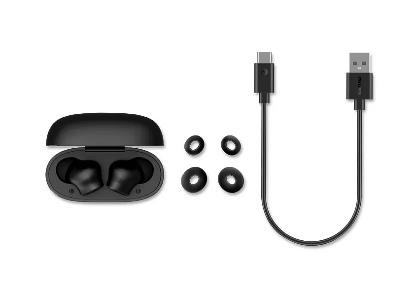 Quloqchinlar True Wireless Philips TAT 1109, qora