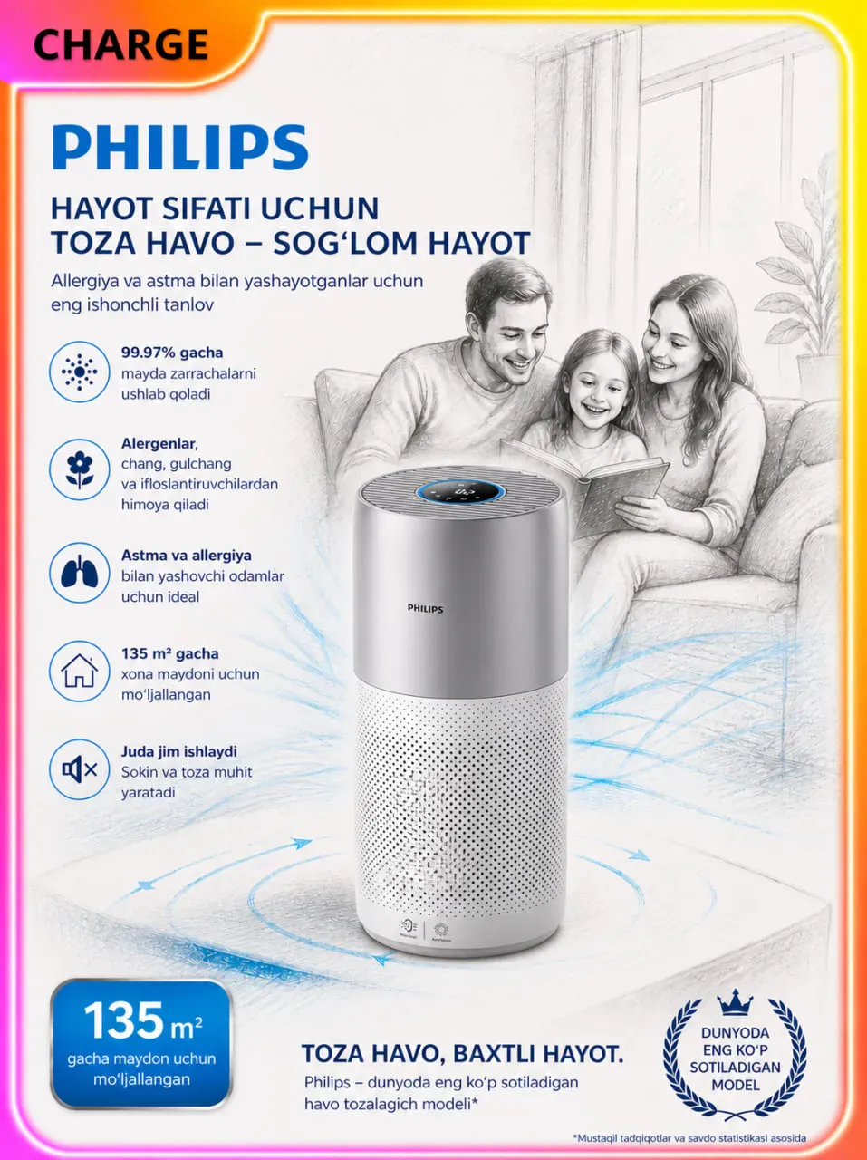 Havo tozalagich Philips AC3036, oq