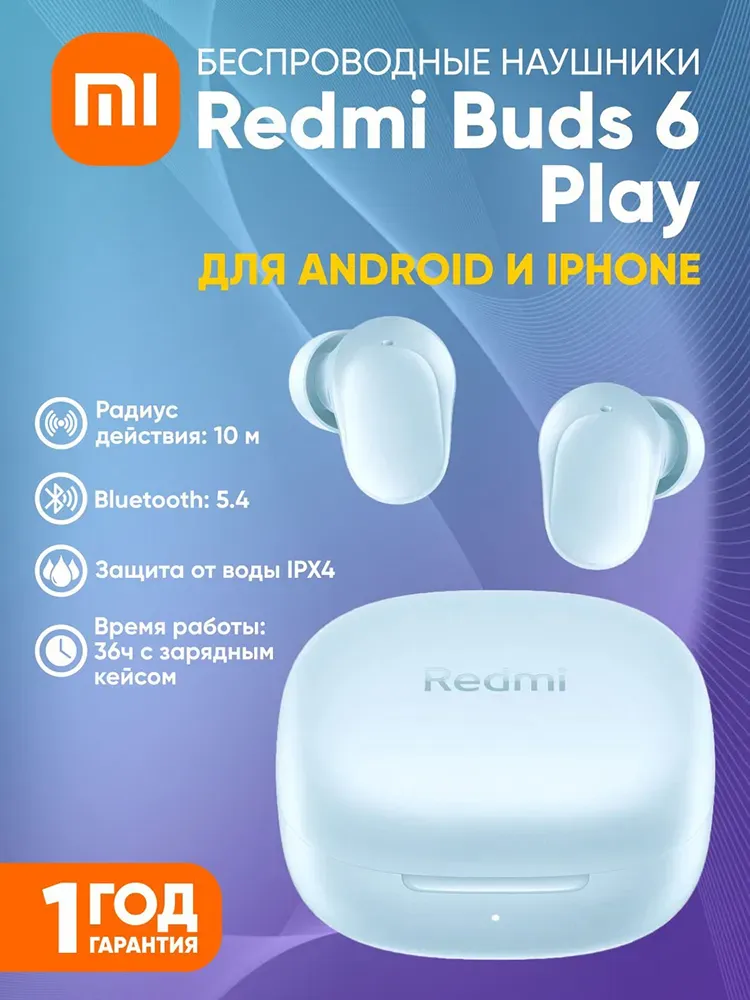 Quloqchinlar Xiaomi Redmi Buds 6 Play, ko'k
