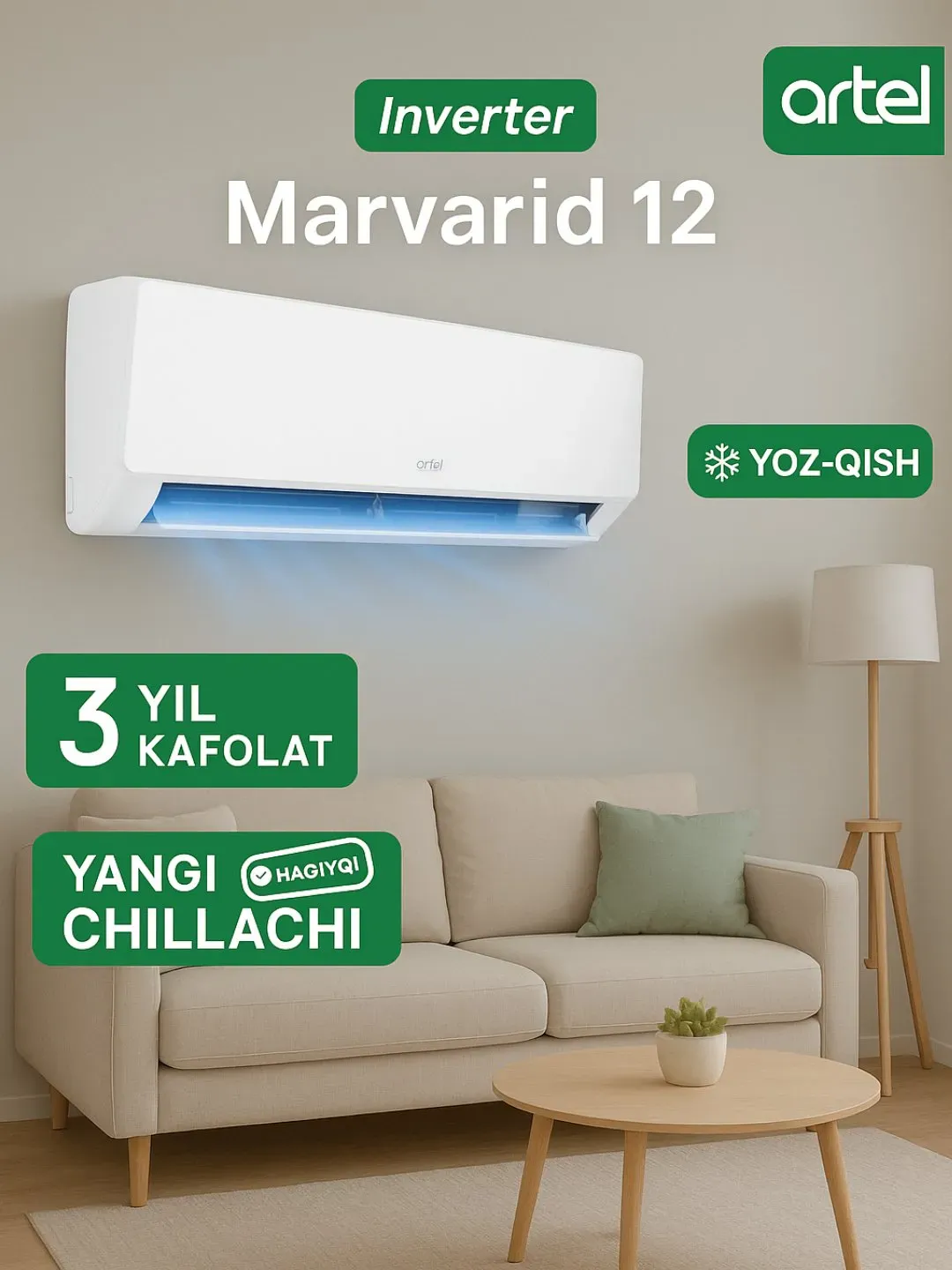 Konditsioner Artel Marvarid 12 inverter, oq