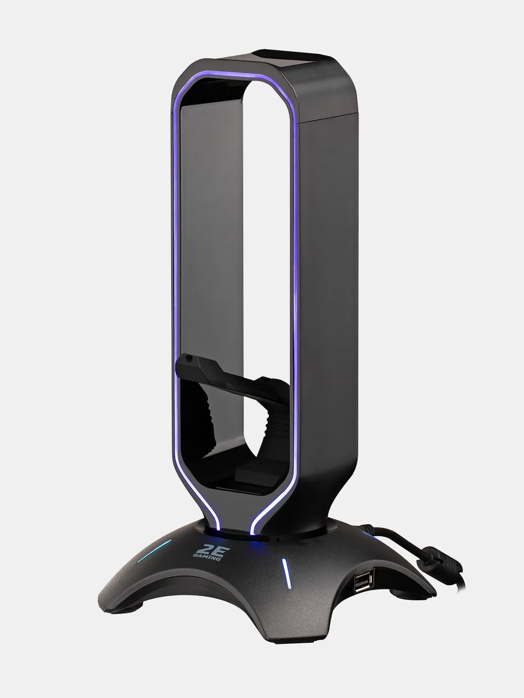 Podstavka 3v1 dlya igrovix naushnikov (plastikovaya) 2E GAMING Headset Stand 3in1 RGB USB Black