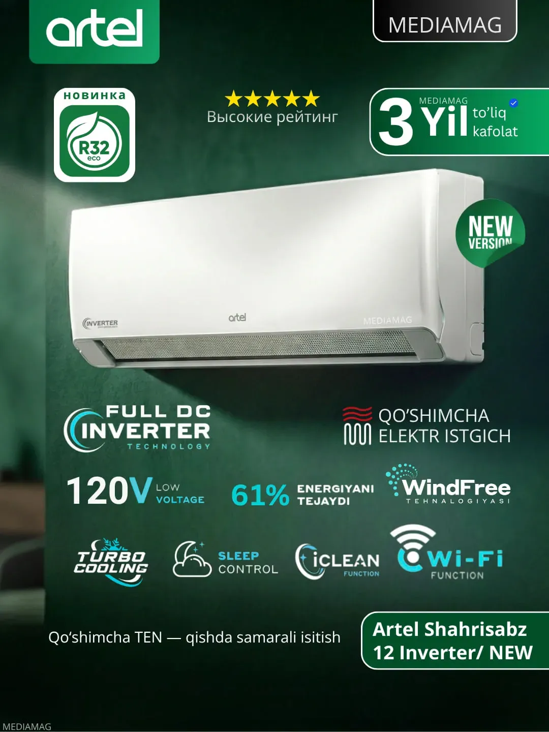 Konditsioner Artel Shahrisabz 12 INV, oq