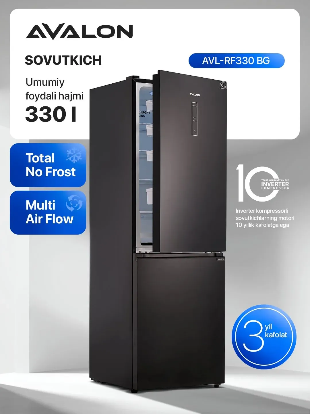 Muzlatgich Avalon AVL-RF330, qora