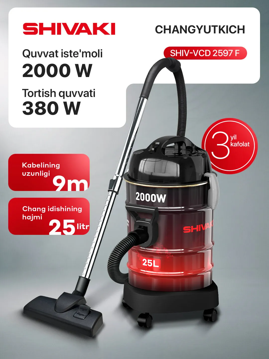 Changyutgich Shivaki SHIV-VCD2597 F (2000 W), bordoviy