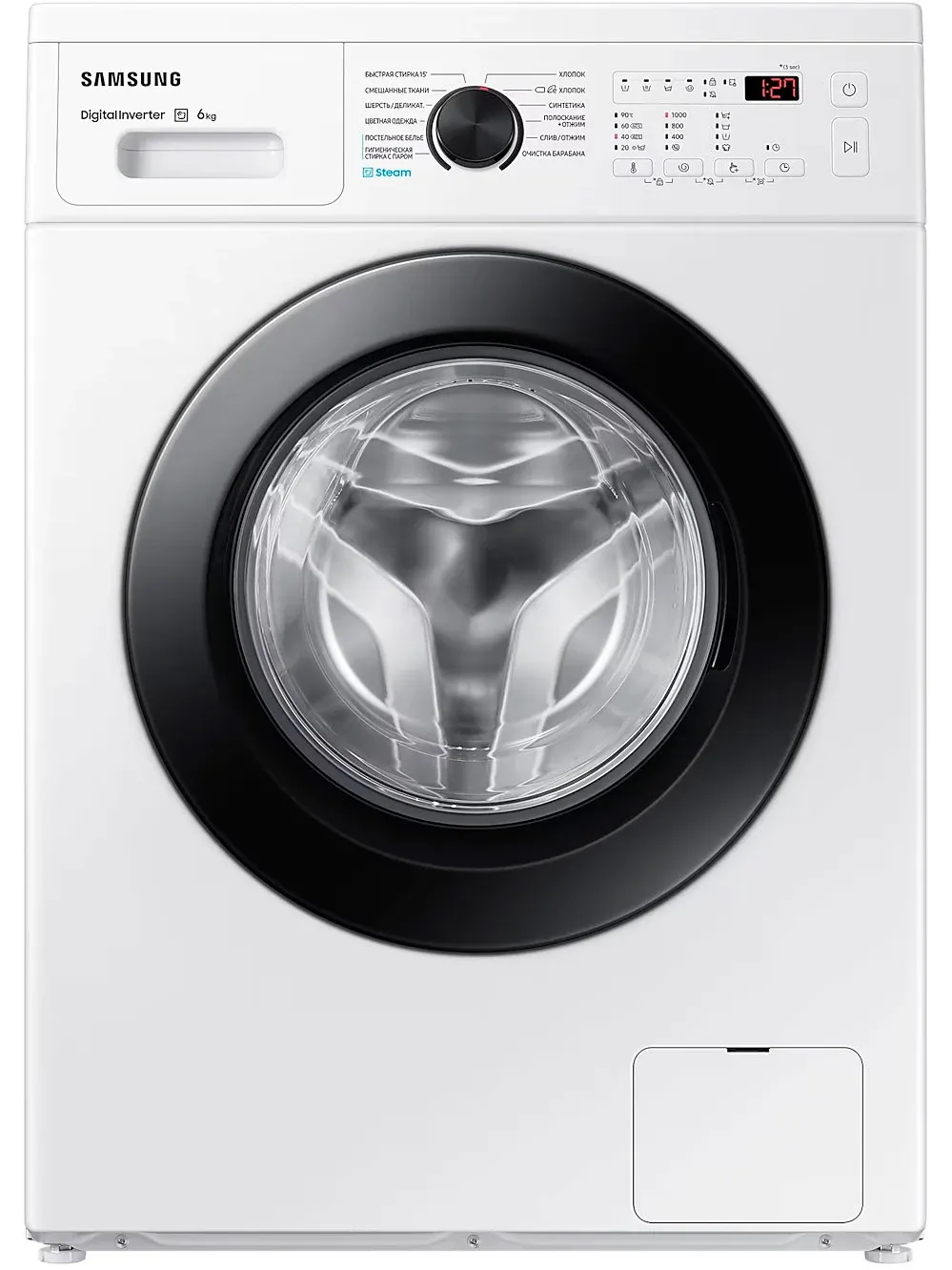 Kir yuvish mashinasi Samsung WW60AG4S00CE inverter, Ecobubble bug'li, 6 kg, oq