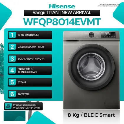 Стиральная машина Hisense WFQP8014EVMT, серый