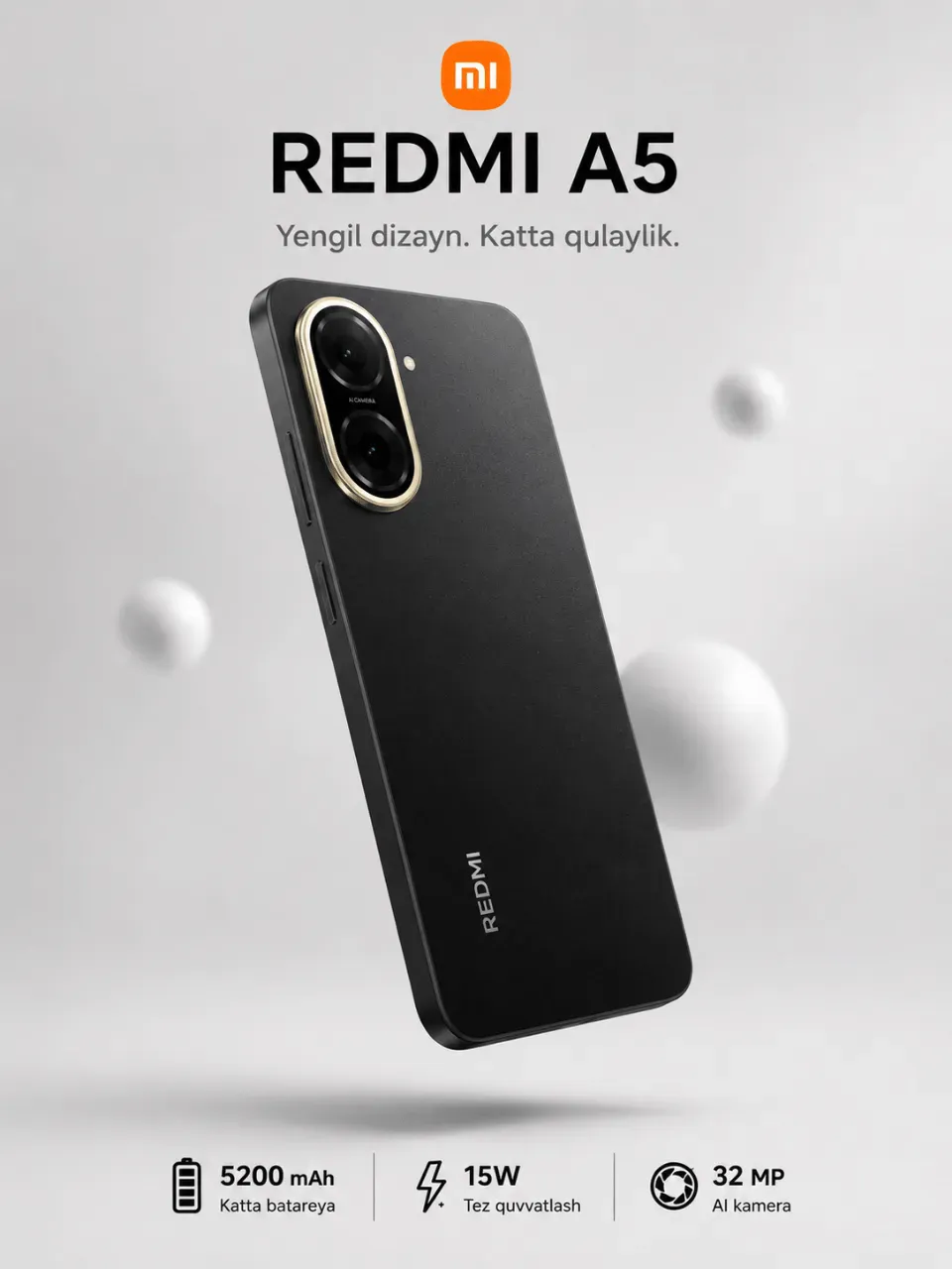 Смартфон Xiaomi Redmi A5 3/64 ГБ, чёрный