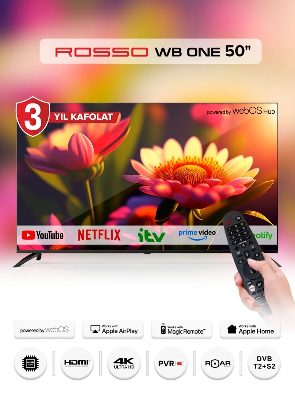 Телевизор Rosso 50 WEBOS ONE, Черный