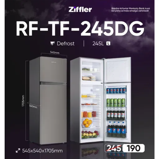 Muzlatgich Ziffler RF-TF-245S, kulrang