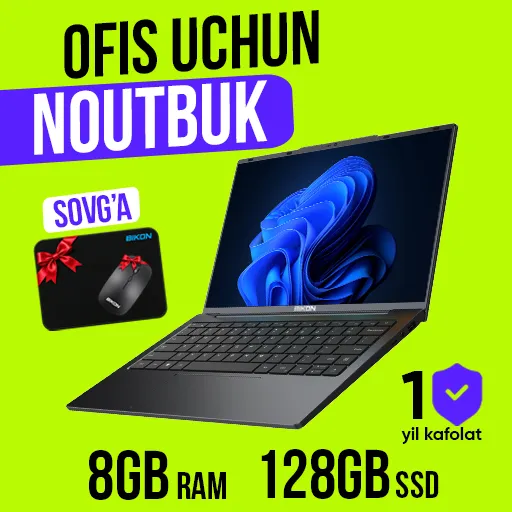 Noutbuk BIKON 4405 / N4405 / 8 GB / SSD 128 GB / 14.2", Steel Gray