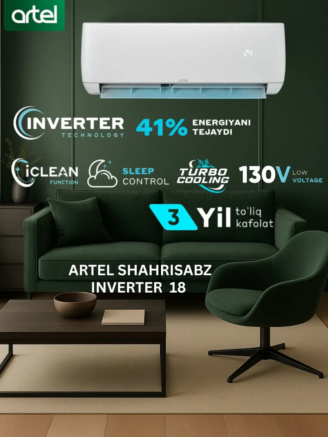 Konditsioner Artel SHAXRISABZ S 18BE INVERTER, oq