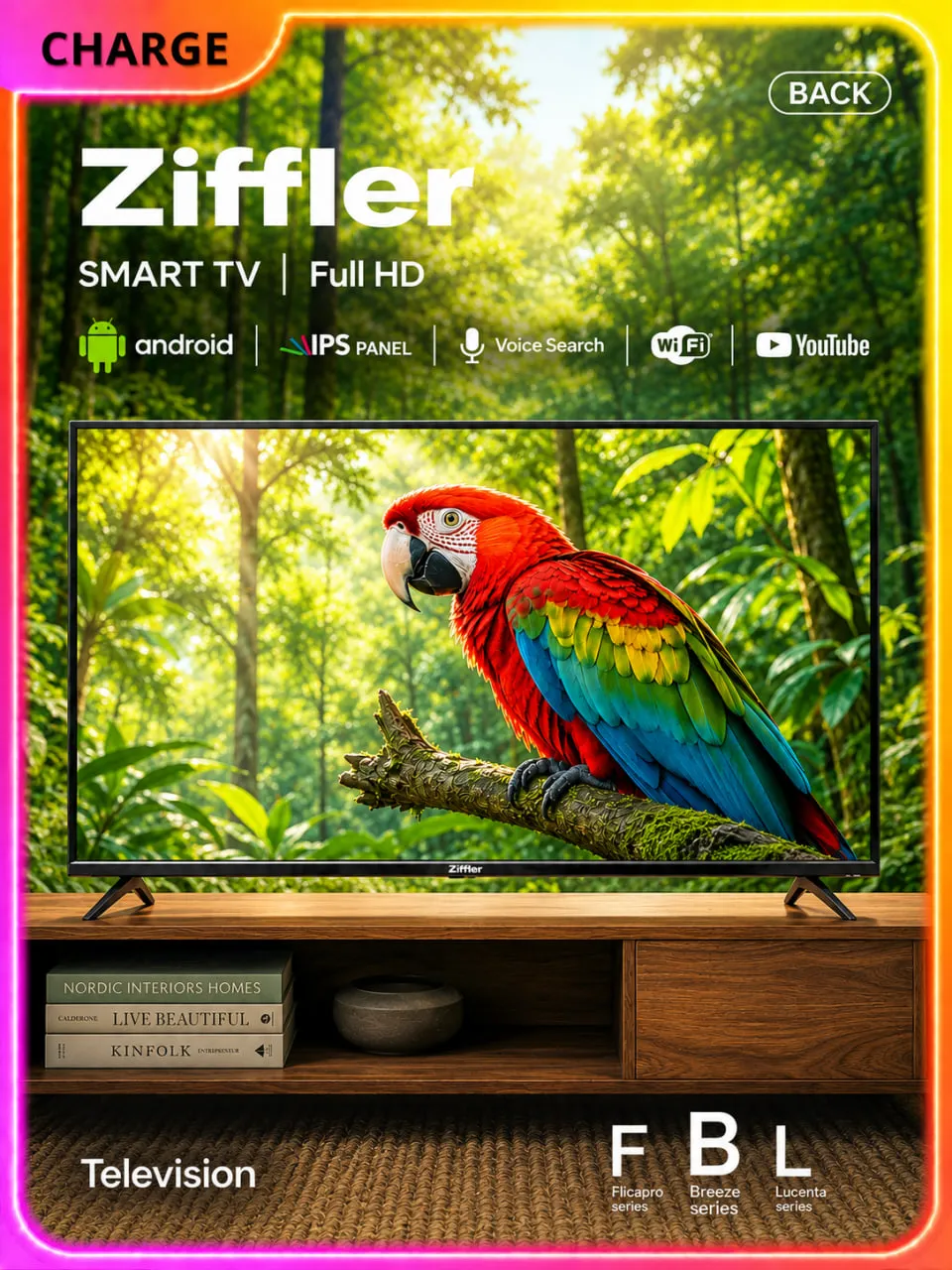 Телевизор Ziffler B65A400U 65", чёрный