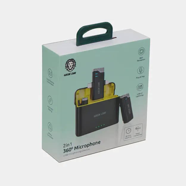 Simsiz petlichniy mikrofon Green Lion 3 IN 1 360 Microphone USB-C, Lightning, Aux